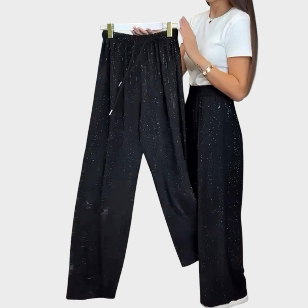 Verina - Széles Szárú Nadrág Csillogással 