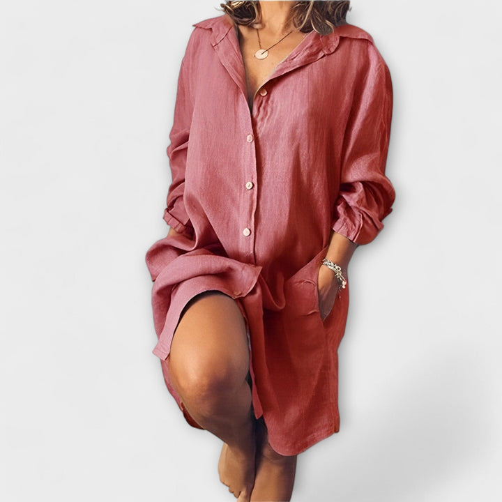 Aurora - Stílusú lenvászon blúz hétköznapokra