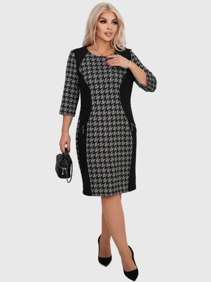 LYSA - Stílusos Mintás Midi Ruha