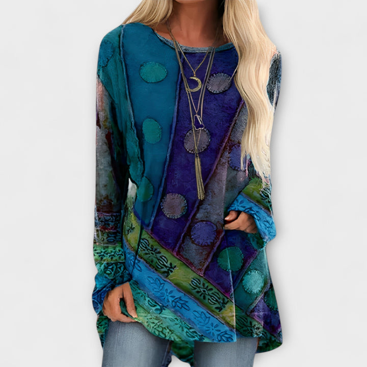 Adrienn - Divatos Női Blúz Etnikus Mintával