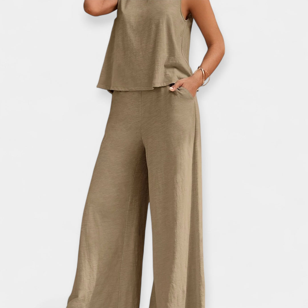 Sleeveless Set and Wide-Leg Pants