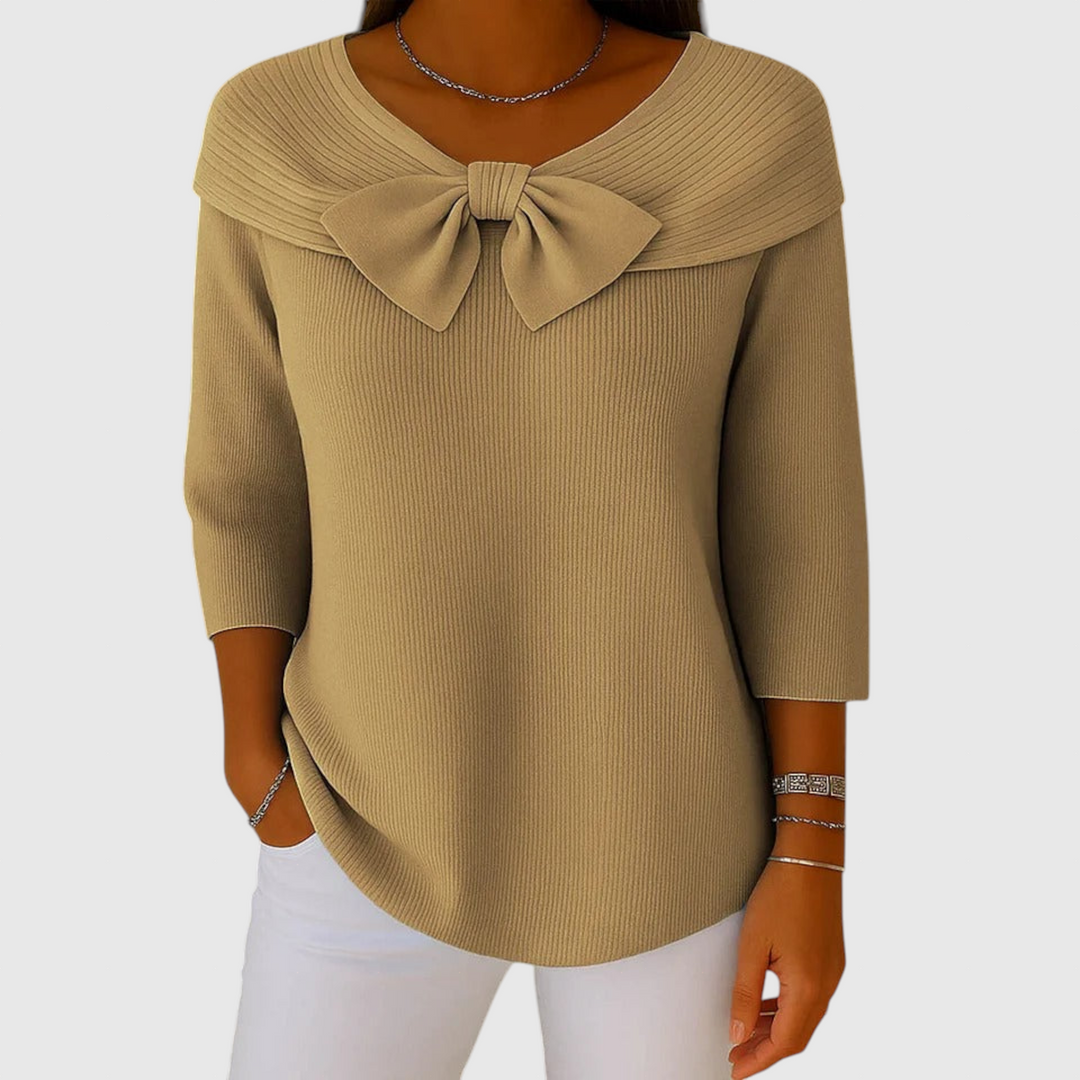 Serenna – Női pulóver masnival és kerek nyakkal