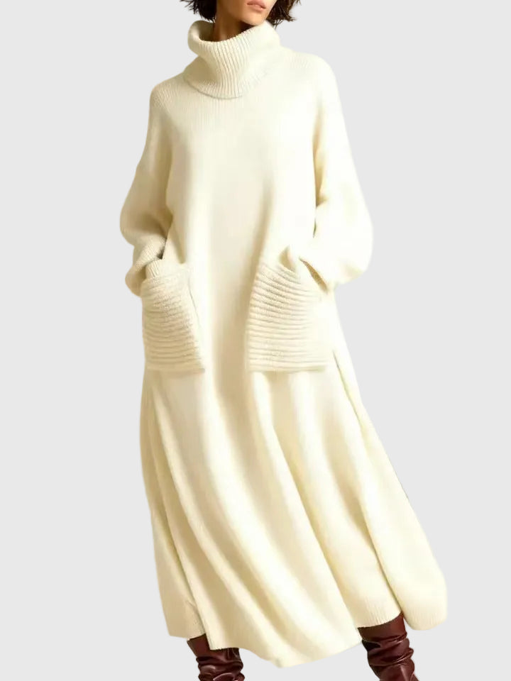 Alia – Magas Nyakú, Hosszú Ujjú Gyapjú Kötött Ruha