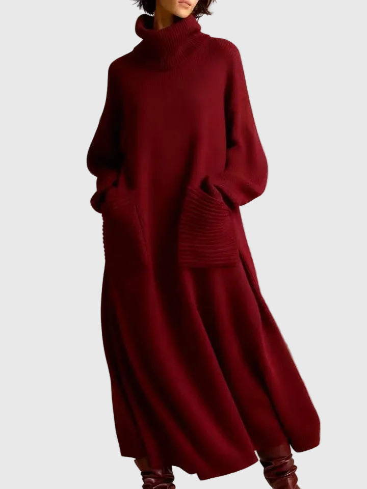 Alia – Magas Nyakú, Hosszú Ujjú Gyapjú Kötött Ruha