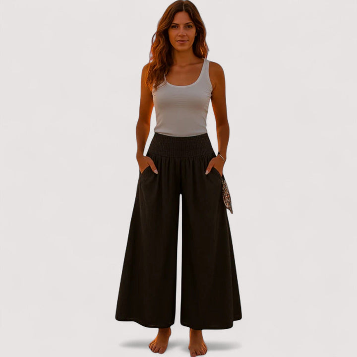 Nina - Magas Derekú Farmernadrág, Széles Szár