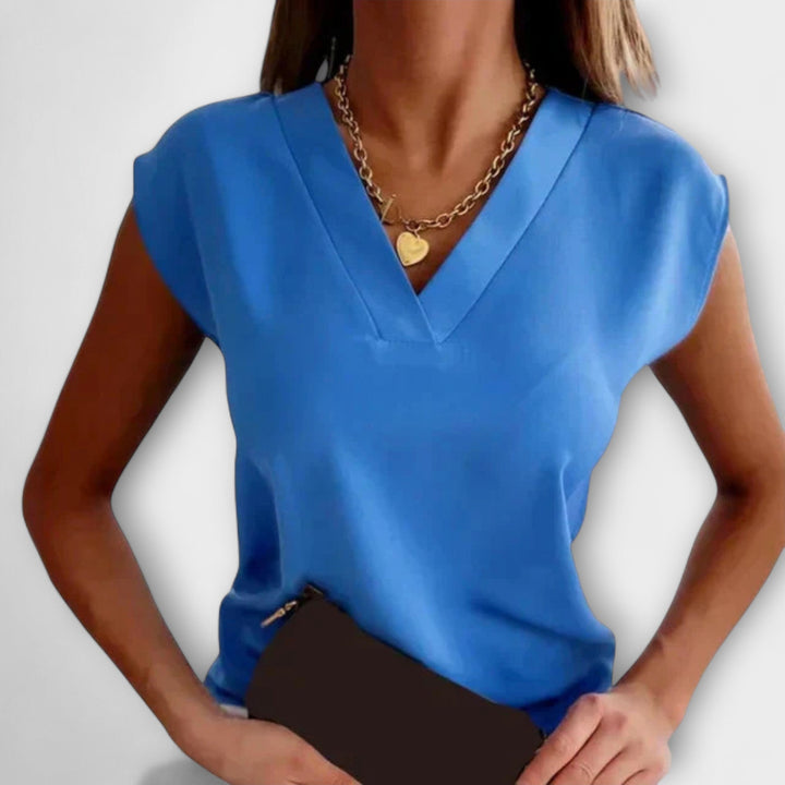 Emese - Női V-nyakú nyári blúz bő ujjal