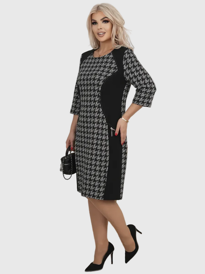 LYSA - Stílusos Mintás Midi Ruha