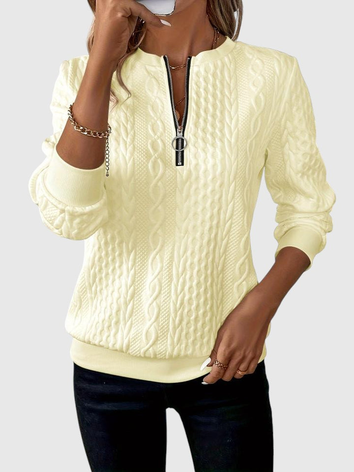 Amalie - Cipzáras dizájnú kötött pulóver