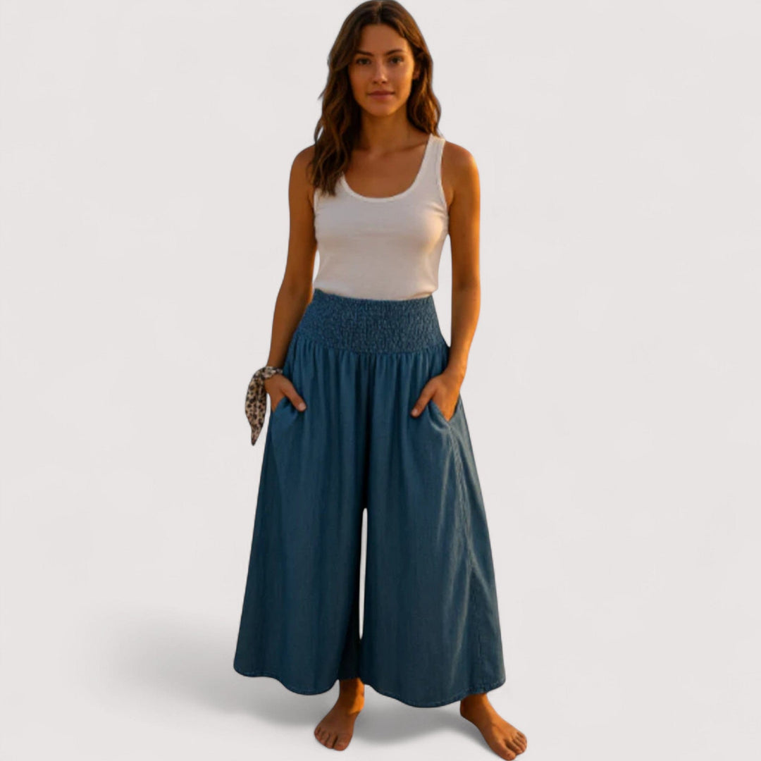 Nina - Magas Derekú Farmernadrág, Széles Szár