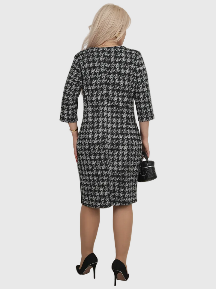 LYSA - Stílusos Mintás Midi Ruha