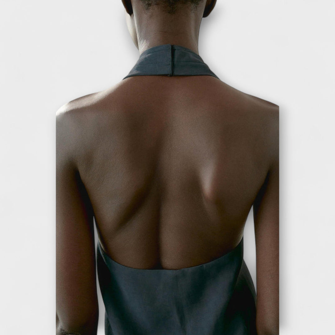 Beáta - Kék Nyakpántos Top Hátul Kivágással