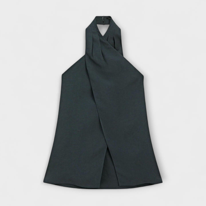 Beáta - Kék Nyakpántos Top Hátul Kivágással