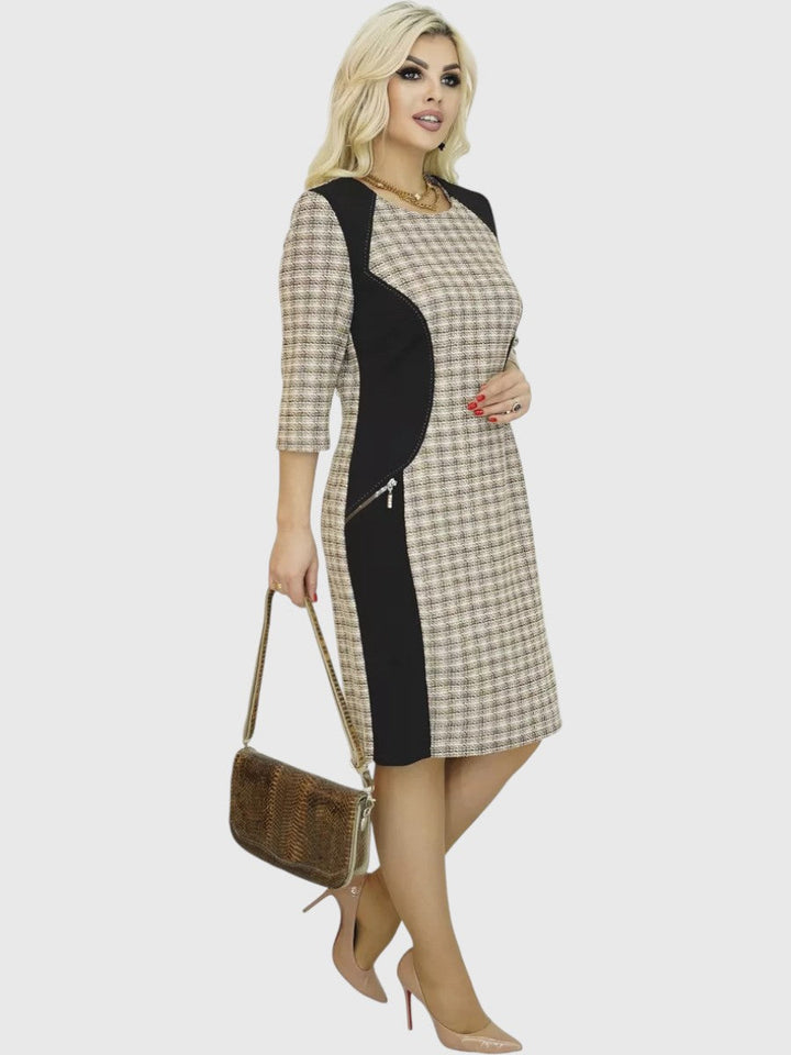 LYSA - Stílusos Mintás Midi Ruha