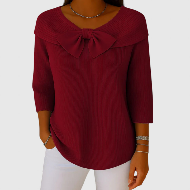 Serenna – Női pulóver masnival és kerek nyakkal