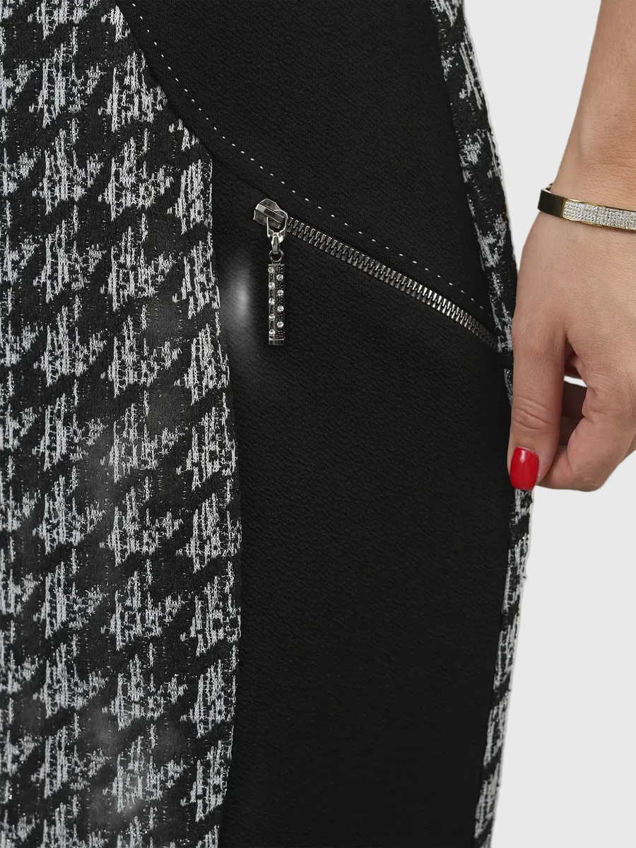 LYSA - Stílusos Mintás Midi Ruha