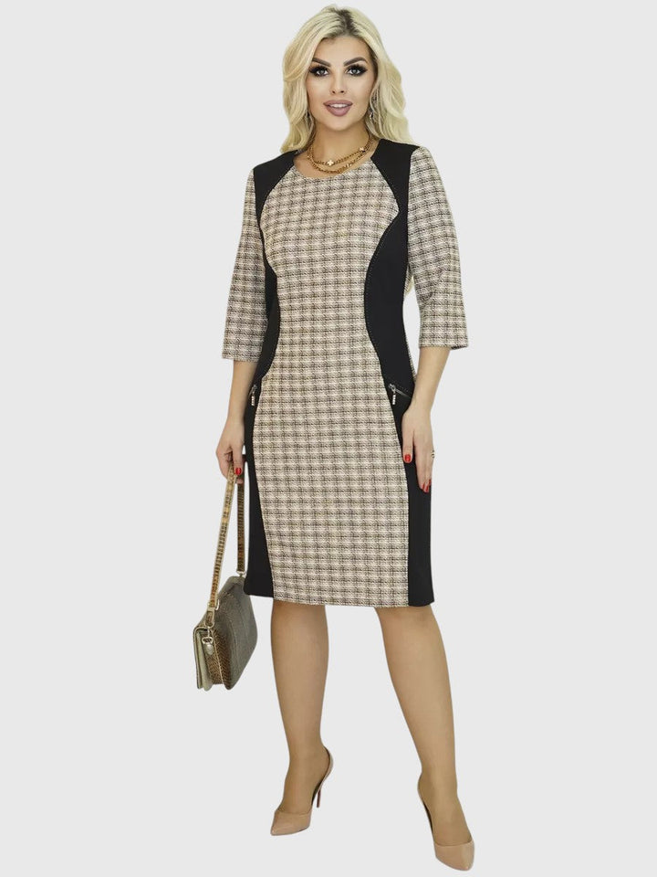 LYSA - Stílusos Mintás Midi Ruha