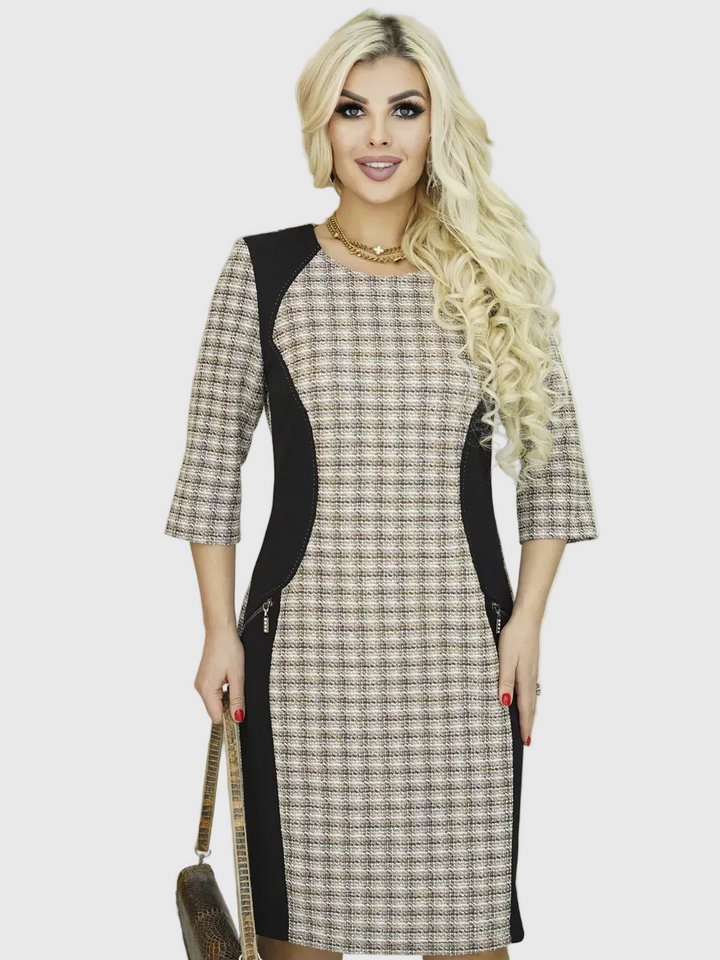 LYSA - Stílusos Mintás Midi Ruha