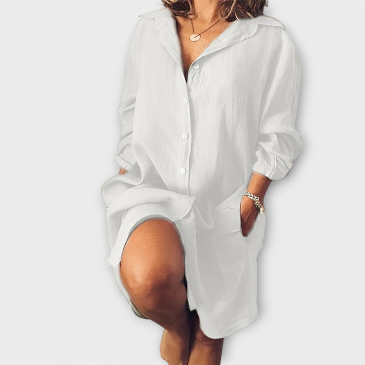 Aurora - Stílusú lenvászon blúz hétköznapokra