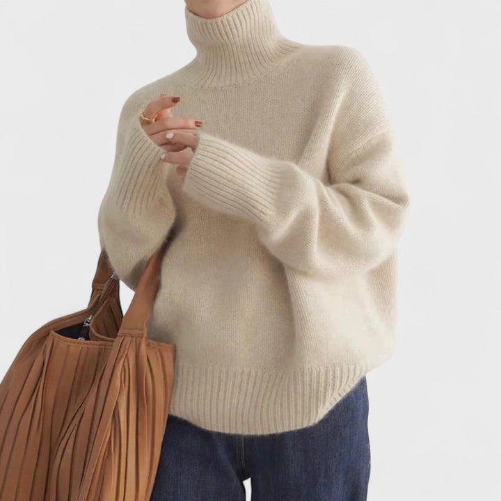 Izabella - Magas Nyakú Kasmír Pulóver