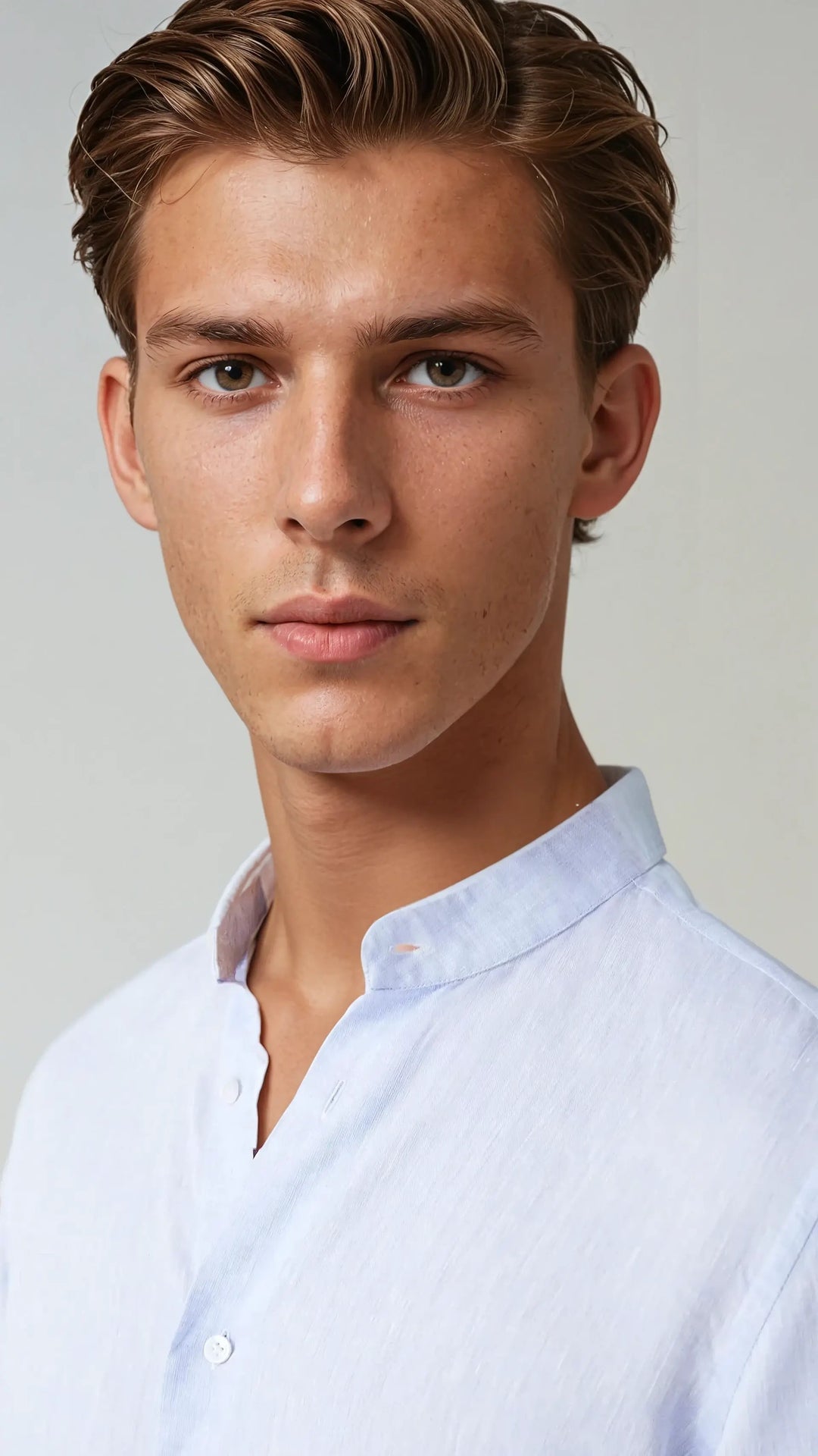 Magor - Világoskék lenvászon ing álló gallérral