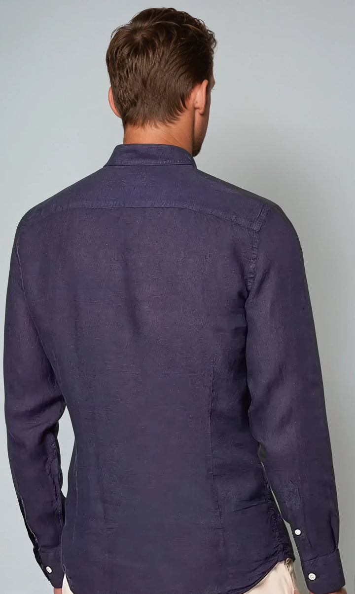 Barnabás - Tengerész kék len ing álló gallérral