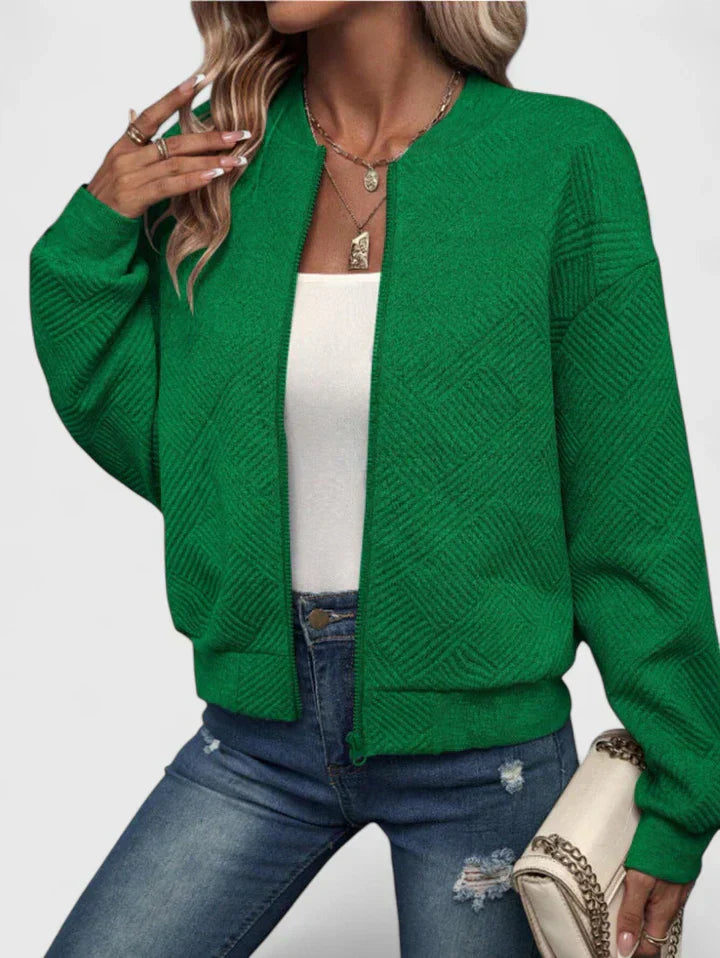 Mia - Dzseki GeometrikusTextúraMintázat KönnyűKialakítás BomberStílus KényelmesÉrzet Sokoldalú