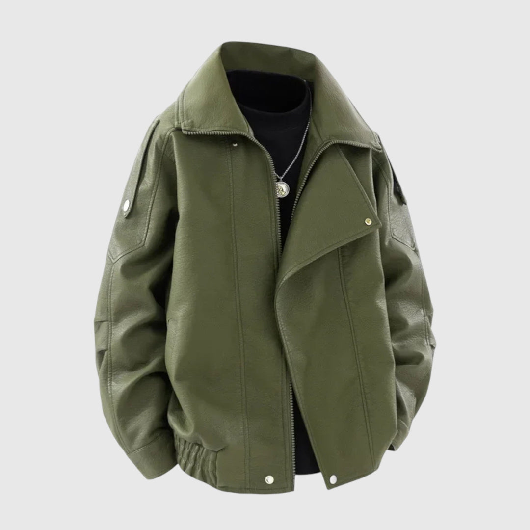 Imre - Férfi Bőrkabát Cipzárral