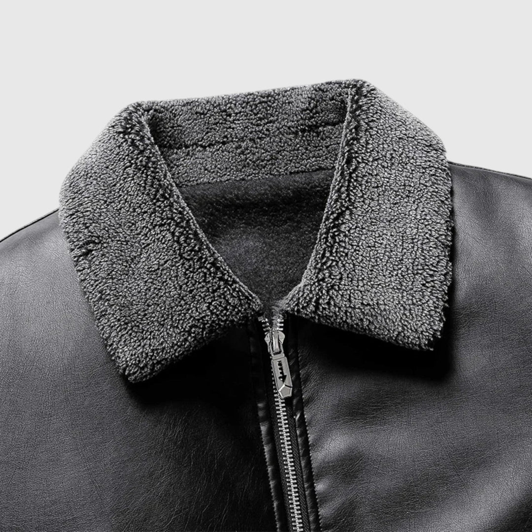 György - Férfi Bőrkabát Oldalzsebek