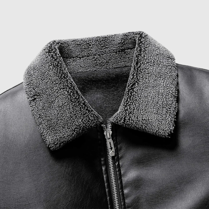 György - Férfi Bőrkabát Oldalzsebek