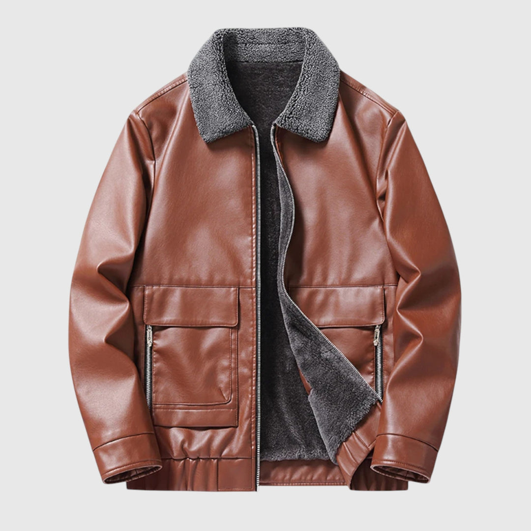 György - Férfi Bőrkabát Oldalzsebek