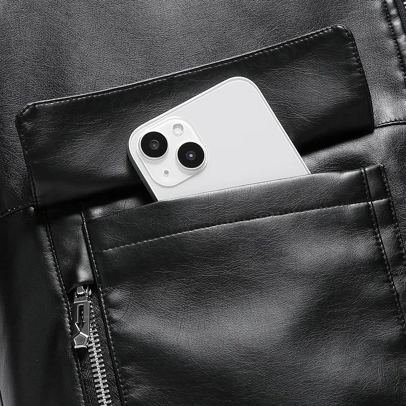 György - Férfi Bőrkabát Oldalzsebek