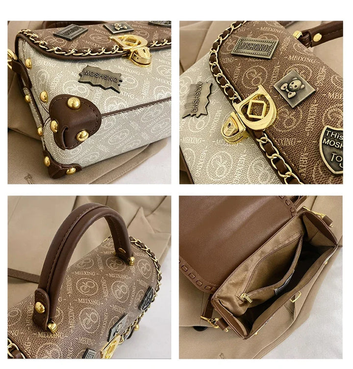 Linett - Válltáska Monogramos És Arany Részletekkel