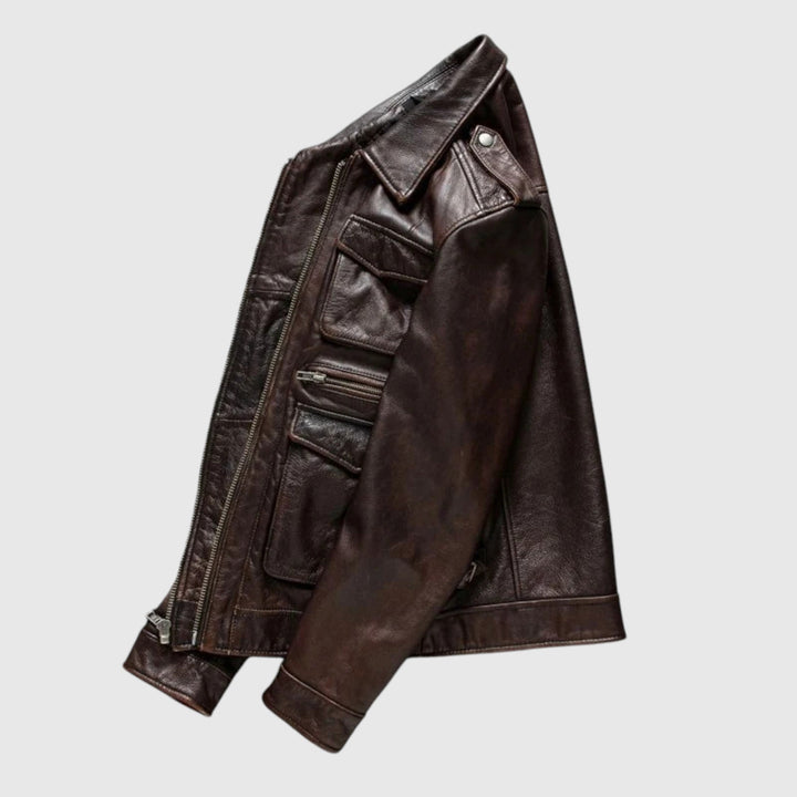 László - Férfi Bőrkabát Zsebekkel