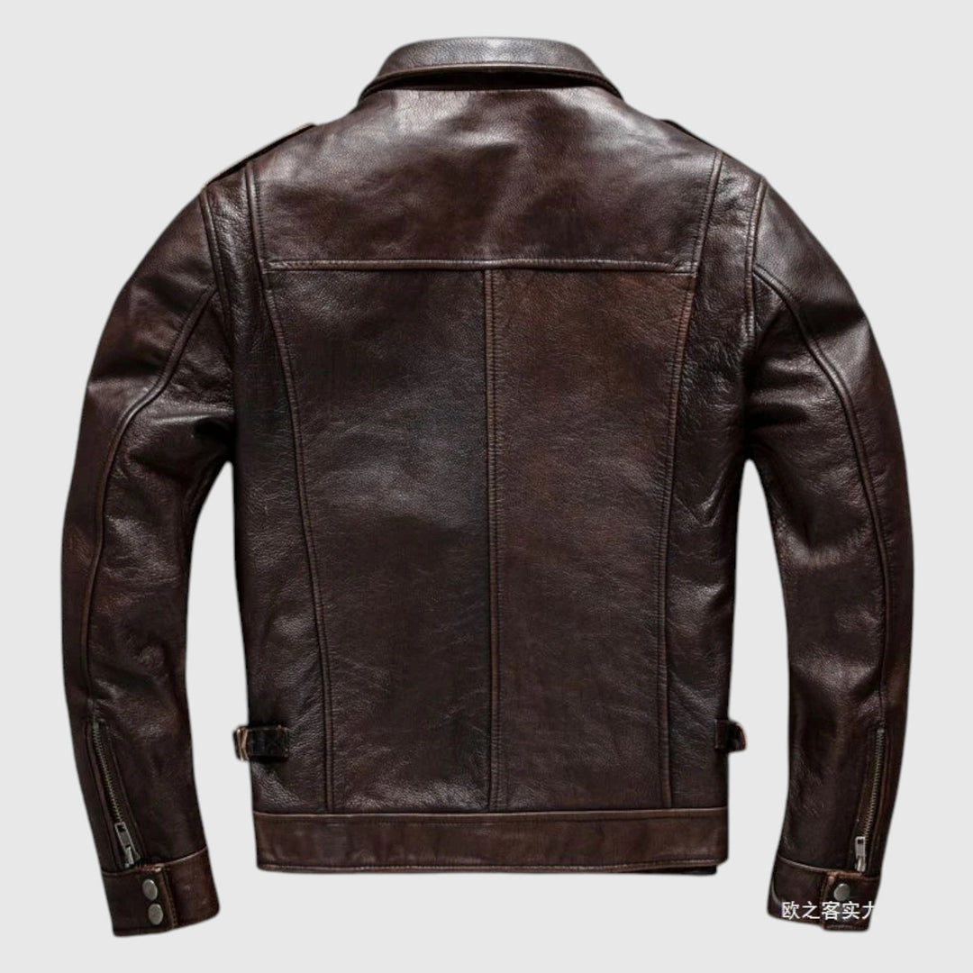 László - Férfi Bőrkabát Zsebekkel