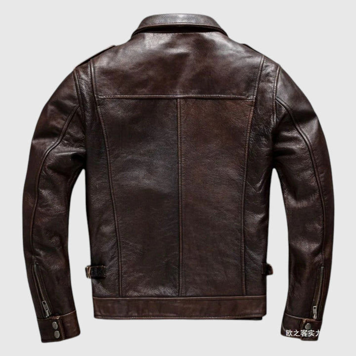 László - Férfi Bőrkabát Zsebekkel