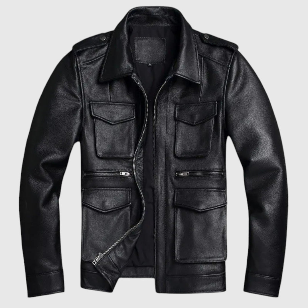 László - Férfi Bőrkabát Zsebekkel