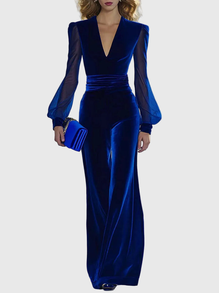 Sabrina - Bársonyos Overall V-nyakkal