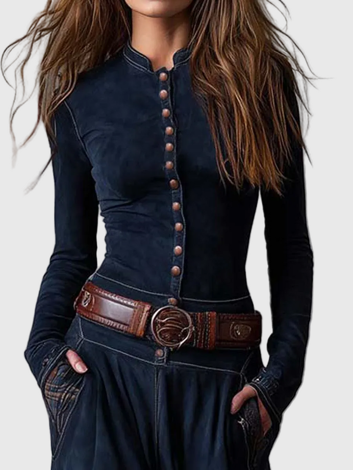 Isabelle - Velúr maxi ruha övvel