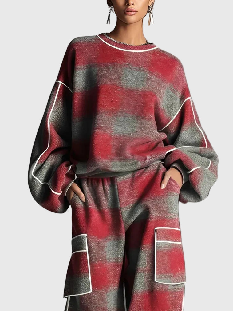 Louise - Kockás, színblokkolt, két részes öltözet