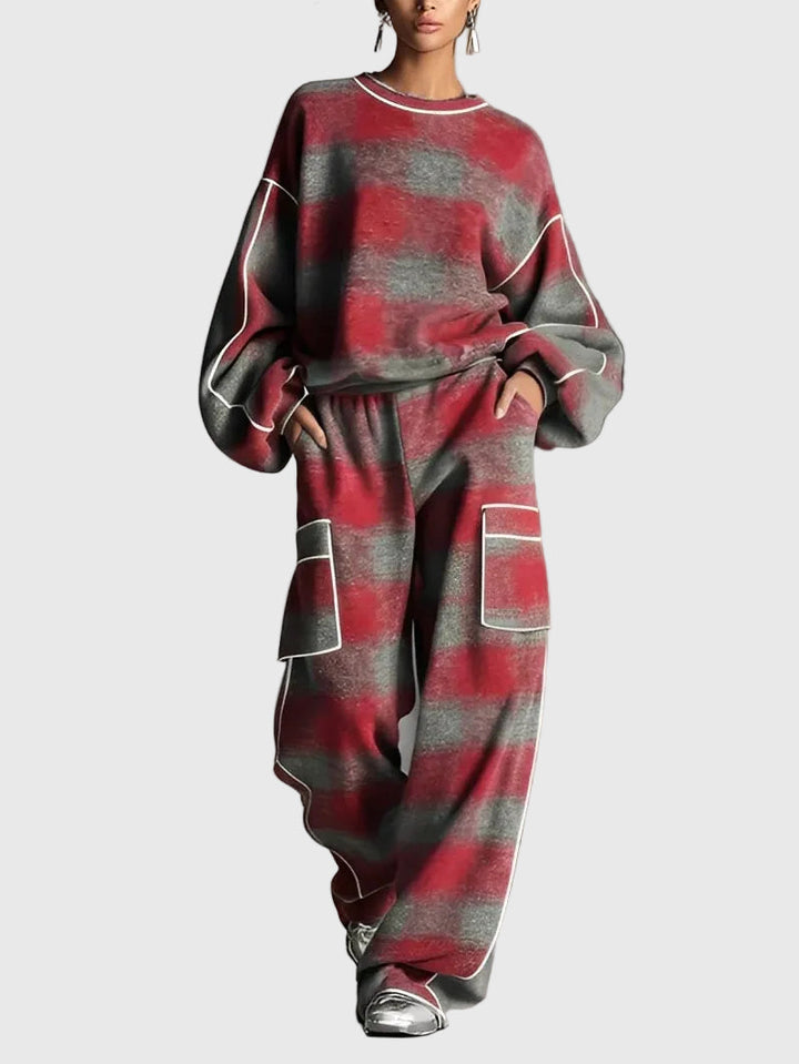 Louise - Kockás, Színblokkolt Kétrészes Szett