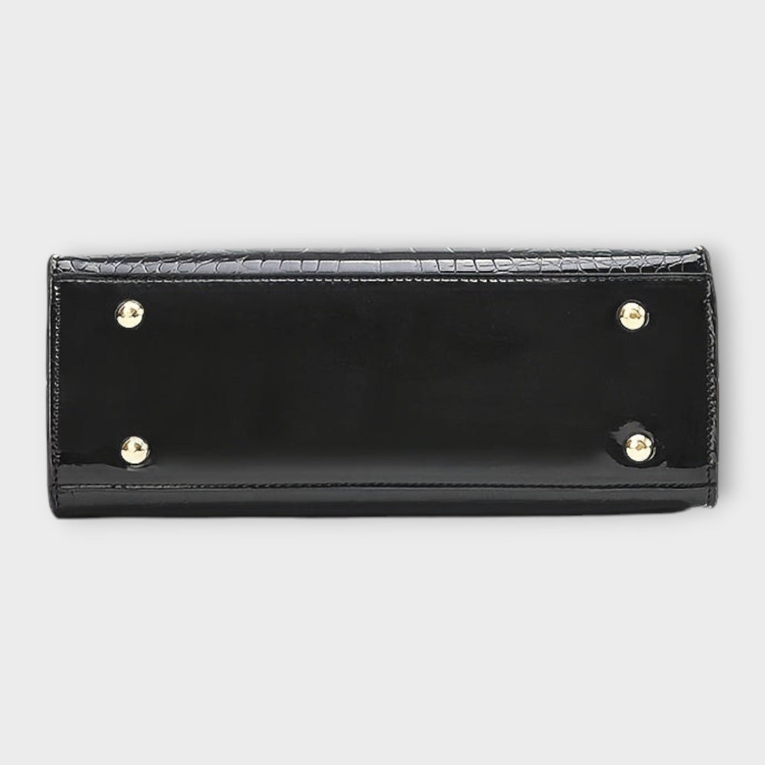 Amélia - Kézitáska Fényes Krokodil Mintázat Hálós Belső