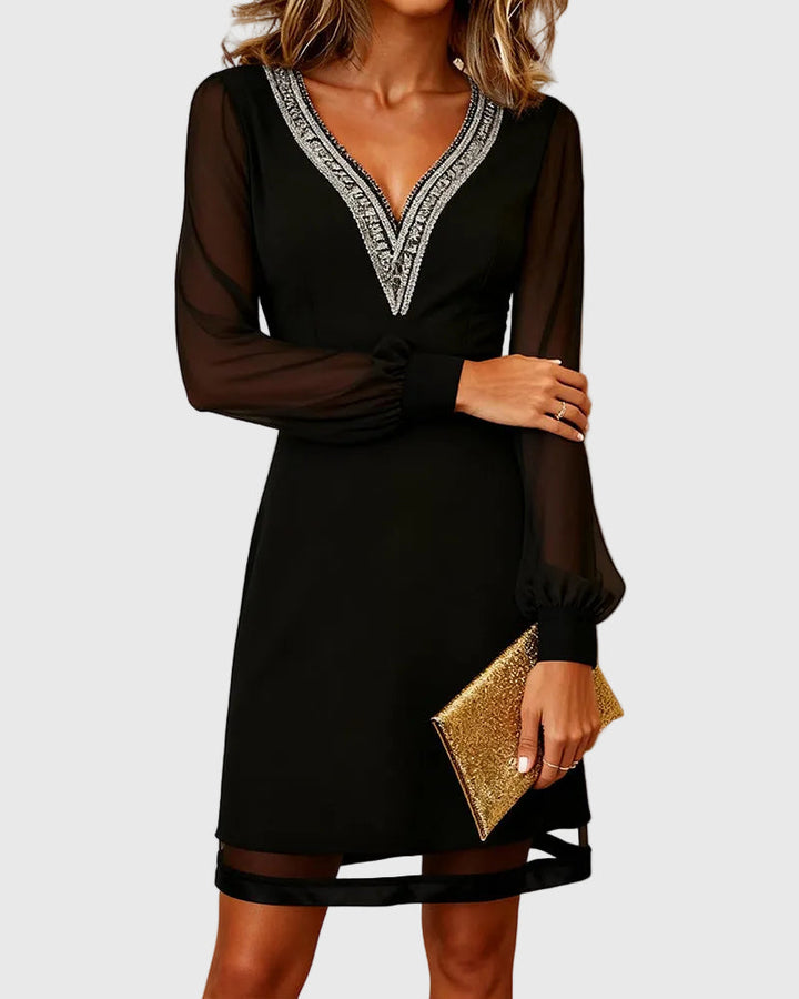 Karcsúsító Ruha V-nyakkal és Betétekkel