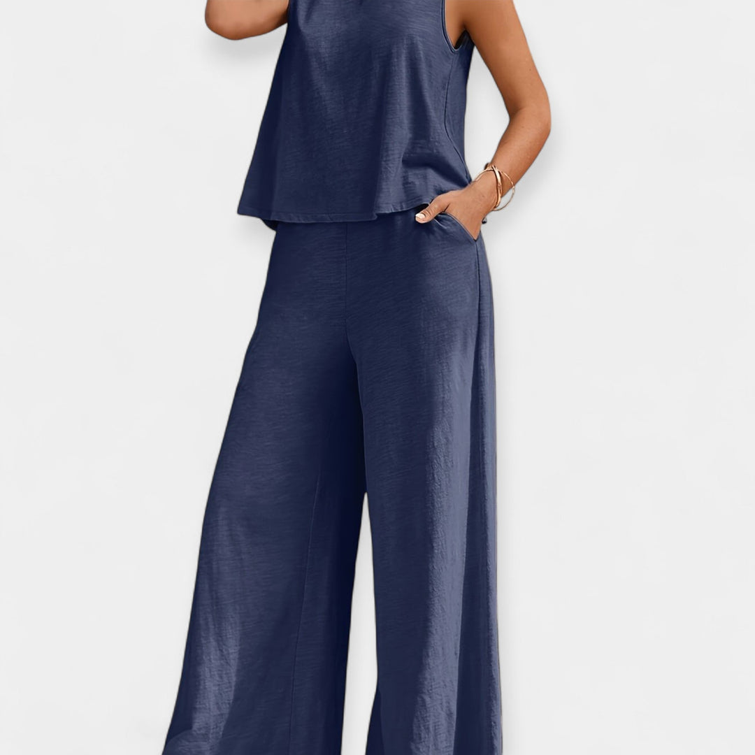 Sleeveless Set and Wide-Leg Pants