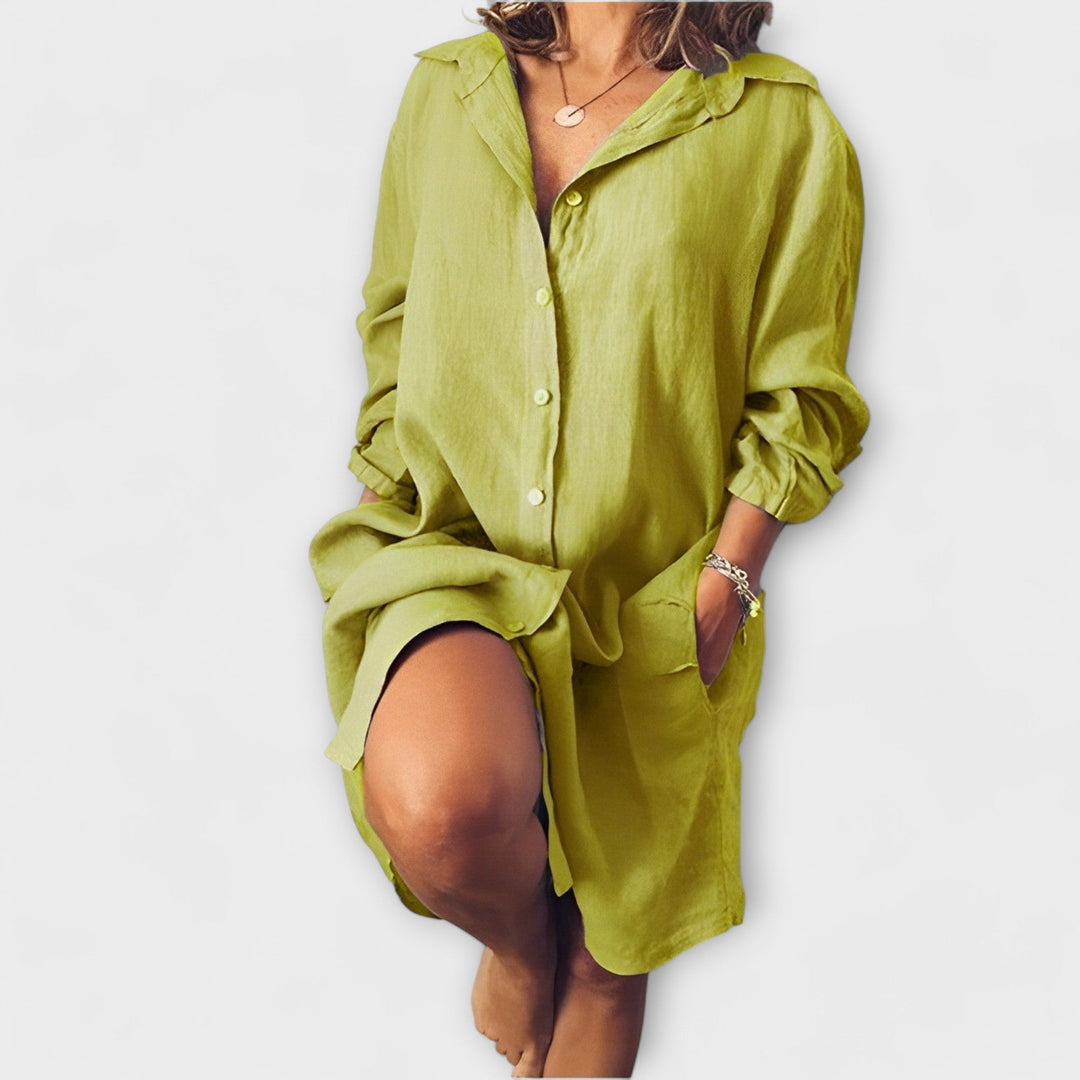 Aurora - Stílusú lenvászon blúz hétköznapokra