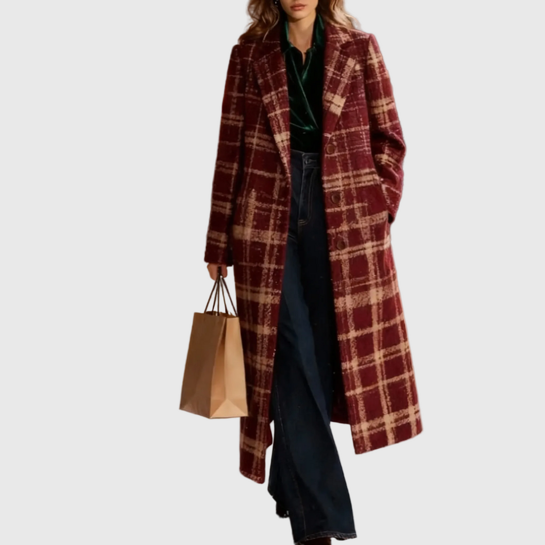 Clara - Klasszikus kockás női kabát