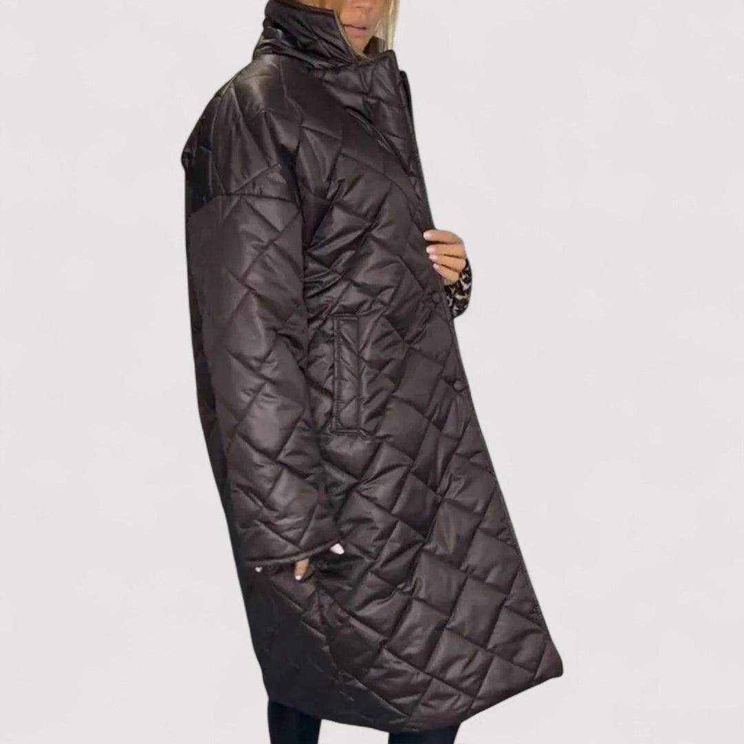 Ofira - Kétoldalas steppelt kabát leopárd béléssel