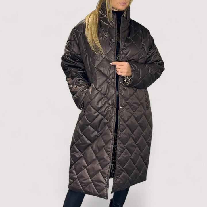 Ofira - Kétoldalas steppelt kabát leopárd béléssel