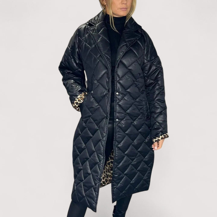 Ofira - Kétoldalas steppelt kabát leopárd béléssel