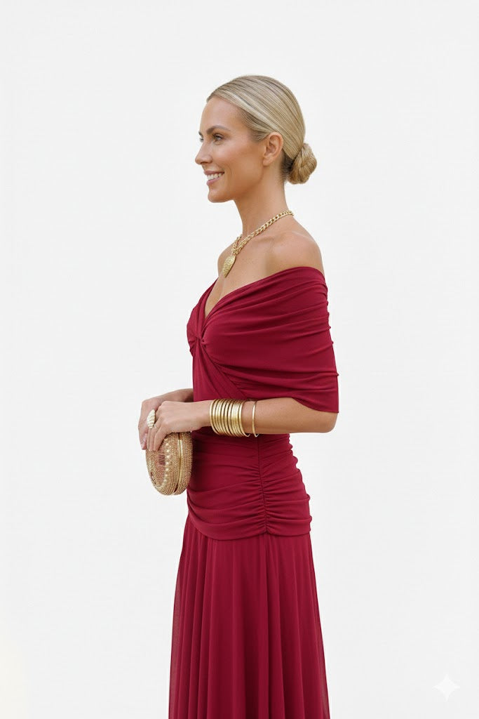 Magda - Hosszú virágmintás ruha V-dekoltárral