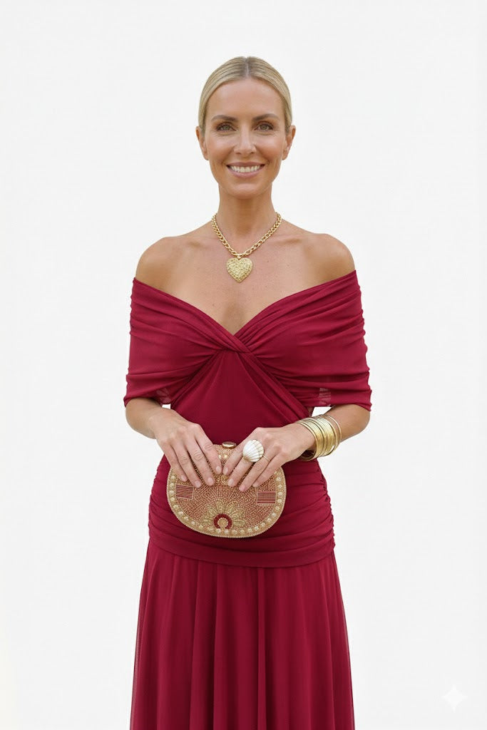 Magda - Hosszú virágmintás ruha V-dekoltárral